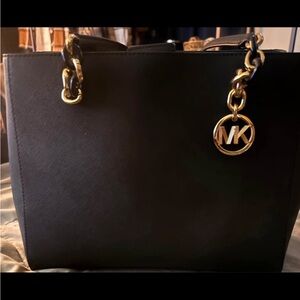 Michael Kors Black Tote with Gold Accents